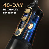 Bitvae Water Flosser (C6), Larger 300ml Size, with 6 Jet Tips, 3 Modes, 5 Intensities, Rechargeable, Negru / Gold