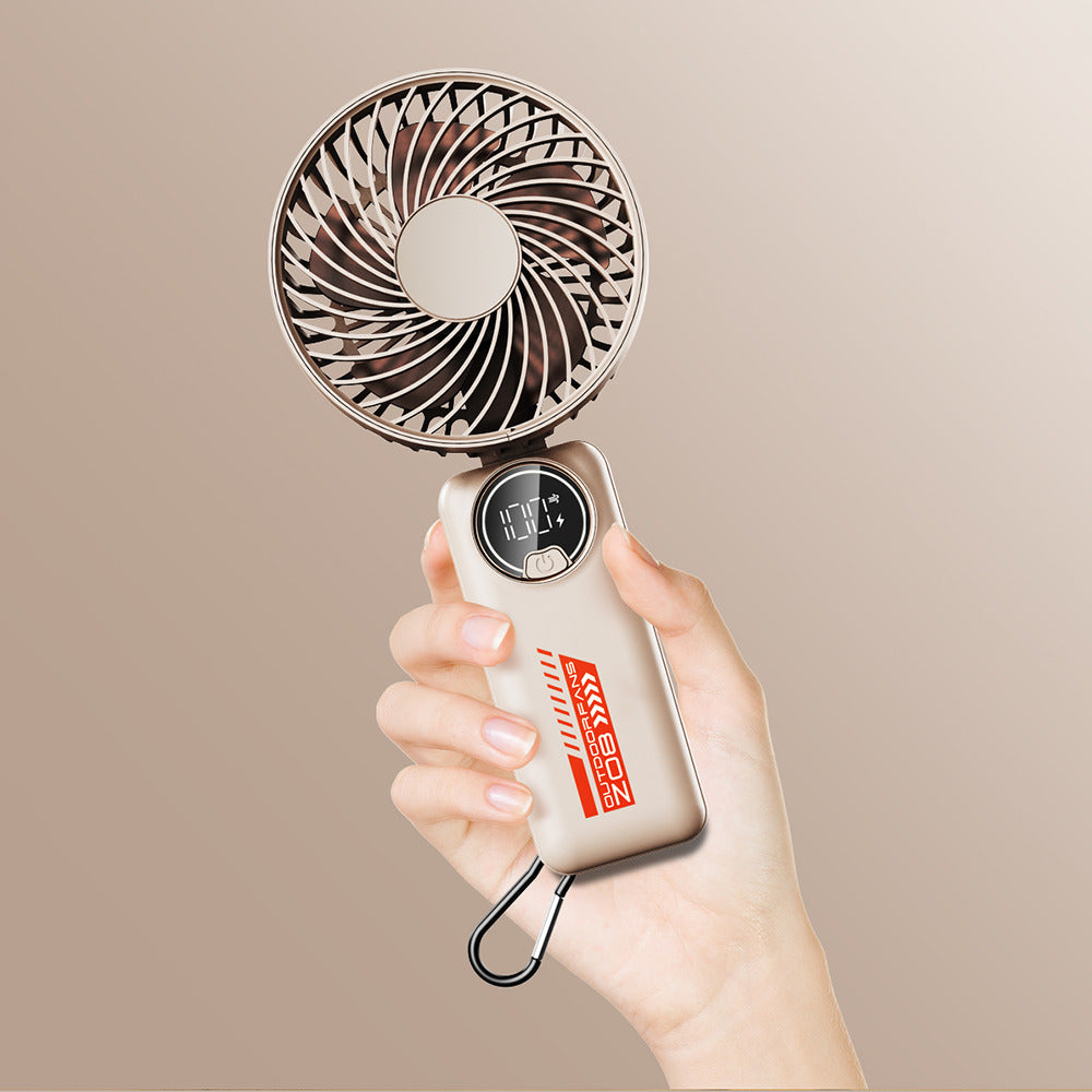 Techsuit Premium Mini Hand Fan (Z8), with LED Digital Display, USB-C Rechargeable, 3 Wind Speeds, 2A, 3600mAh, Alb