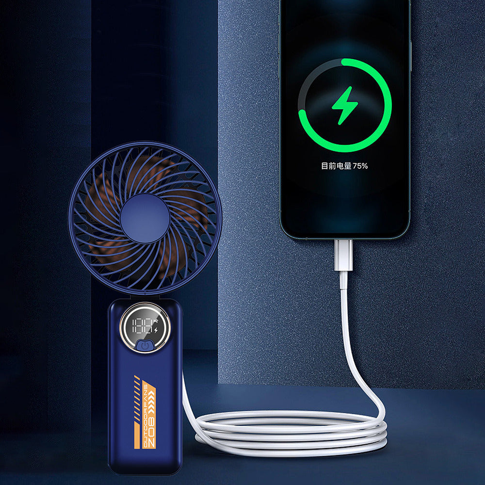 Techsuit Premium Mini Hand Fan (Z8), with LED Digital Display, USB-C Rechargeable, 3 Wind Speeds, 2A, 3600mAh, Alb