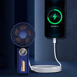 Techsuit Premium Mini Hand Fan (Z8), with LED Digital Display, USB-C Rechargeable, 3 Wind Speeds, 2A, 3600mAh, Verde