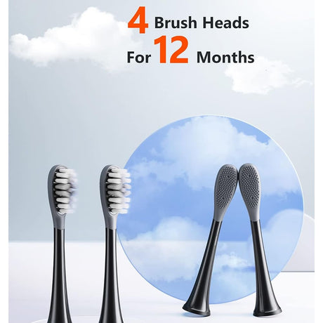 Bitvae Toothbrush Heads (GCS22), Gum Care, Ultra Soft Bristles, for Bitvae S2\S3, x4, Alb