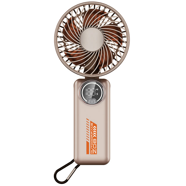 Techsuit Premium Mini Hand Fan (Z8), with LED Digital Display, USB-C Rechargeable, 3 Wind Speeds, 2A, 3600mAh, Bej