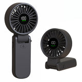 Techsuit Premium Mini Hand Fan (A10), with LED Digital Display, USB-C Rechargeable, 100 Wind Speeds, 5400RPM, Negru