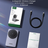Incarcator Ugreen Wireless W528 (45056), 2in1, MagSafe, for iPhone, AirPods, Compact Foldable Design, 15W, 3A, Negru