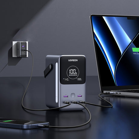 Baterie externa Ugreen PB770 (25286), 48000mAh, 2x USB / 3x Type-C, 300W, Gri