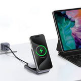 Incarcator Ugreen Wireless W706 (45023), MagSafe, 2in1, for iPhone, AirPods, USB-C Cable, 20W, 3A, Qi2, MPP, 1m, Gri