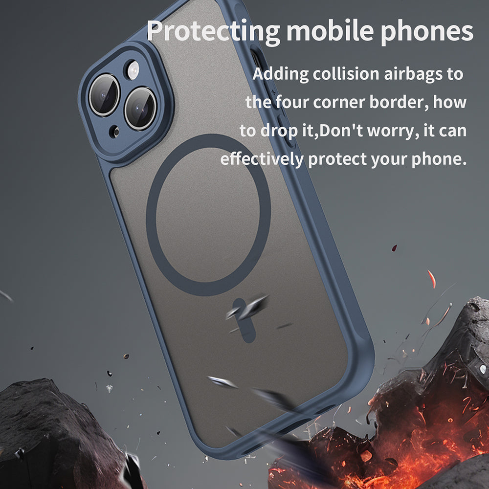Husa de protectie Techsuit HaloFrost II MagSafe compatibil cu iPhone 15 Plus, Bleumarin