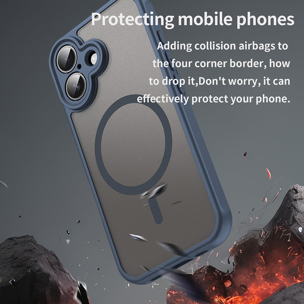 Husa de protectie Techsuit HaloFrost II MagSafe compatibil cu iPhone 16, Bleumarin