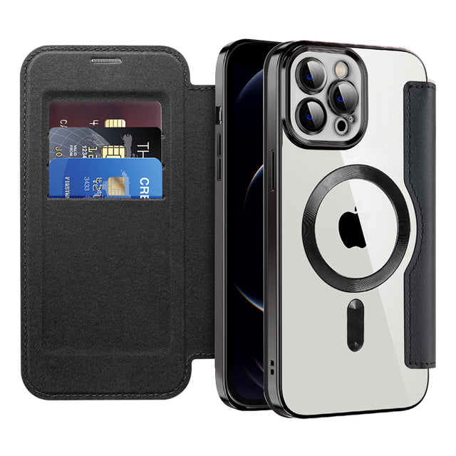 Husa de protectie Techsuit SmartMag Book compatibil cu iPhone 12 Pro Max, Negru