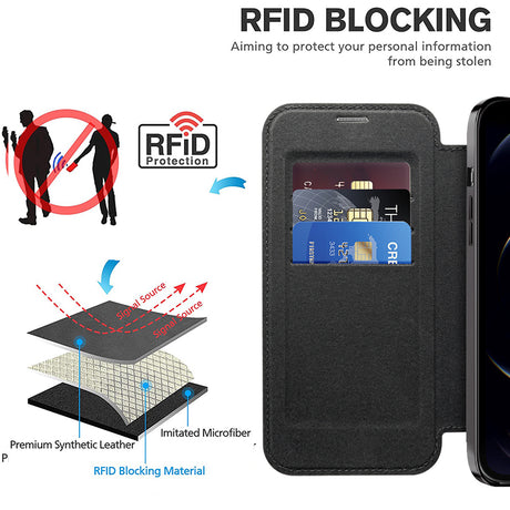 Husa de protectie Techsuit SmartMag Book compatibil cu iPhone 12 Pro Max, Negru