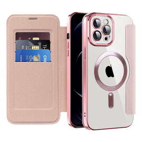 Husa de protectie Techsuit SmartMag Book compatibil cu iPhone 12 Pro Max, Roz