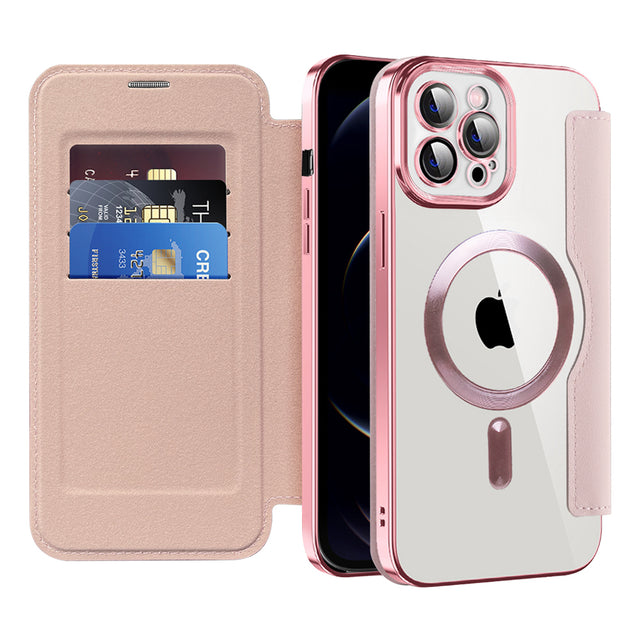 Husa de protectie Techsuit SmartMag Book compatibil cu iPhone 12 Pro Max, Roz