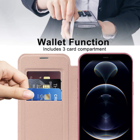 Husa de protectie Techsuit SmartMag Book compatibil cu iPhone 12 Pro Max, Roz