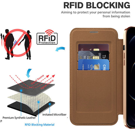 Husa de protectie Techsuit SmartMag Book compatibil cu iPhone 12 Pro Max, Maro