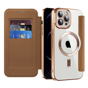 Husa de protectie Techsuit SmartMag Book compatibil cu iPhone 12 Pro Max, Maro