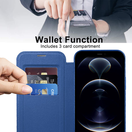 Husa de protectie Techsuit SmartMag Book compatibil cu iPhone 12 Pro Max, Albastru