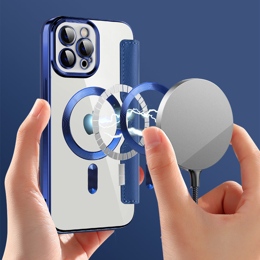 Husa de protectie Techsuit SmartMag Book compatibil cu iPhone 12 Pro Max, Albastru