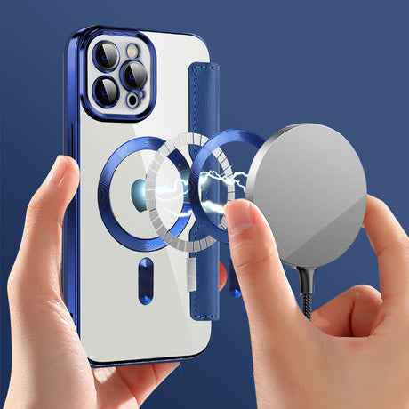 Husa de protectie Techsuit SmartMag Book compatibil cu iPhone 12 Pro Max, Albastru