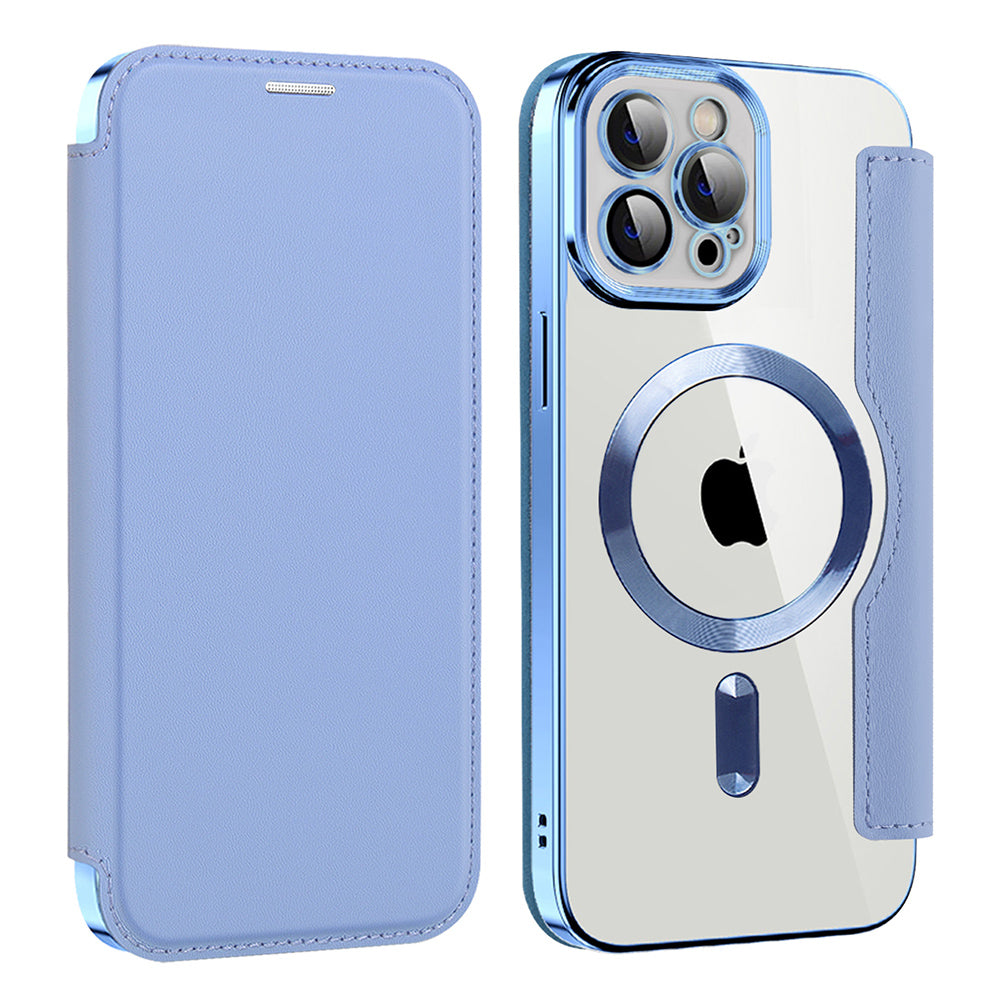 Husa de protectie Techsuit SmartMag Book compatibil cu iPhone 12 Pro Max, Albastru Deschis