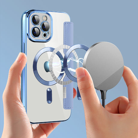 Husa de protectie Techsuit SmartMag Book compatibil cu iPhone 12 Pro Max, Albastru Deschis