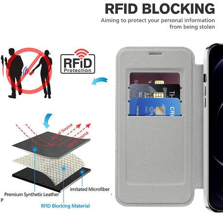 Husa de protectie Techsuit SmartMag Book compatibil cu iPhone 12 Pro Max, Gri