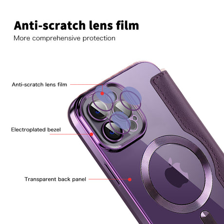 Husa de protectie Techsuit SmartMag Book compatibil cu iPhone 12 Pro Max, Mov