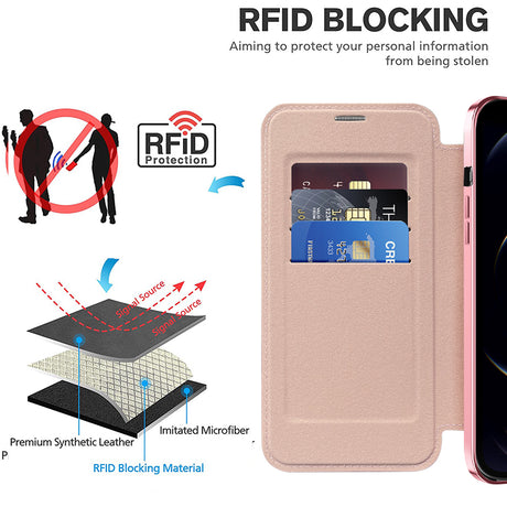 Husa de protectie Techsuit SmartMag Book compatibil cu iPhone 12 Pro, Roz