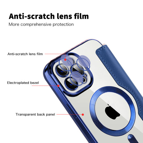 Husa de protectie Techsuit SmartMag Book compatibil cu iPhone 12 Pro, Albastru