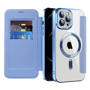 Husa de protectie Techsuit SmartMag Book compatibil cu iPhone 12 Pro, Albastru Deschis