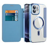 Husa de protectie Techsuit SmartMag Book compatibil cu iPhone 12, Albastru Deschis