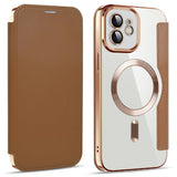 Husa de protectie Techsuit SmartMag Book compatibil cu iPhone 12, Maro