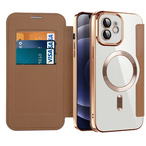 Husa de protectie Techsuit SmartMag Book compatibil cu iPhone 12, Maro