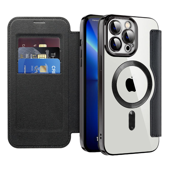 Husa de protectie Techsuit SmartMag Book compatibil cu iPhone 13 Pro, Negru