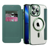 Husa de protectie Techsuit SmartMag Book compatibil cu iPhone 13 Pro, Verde