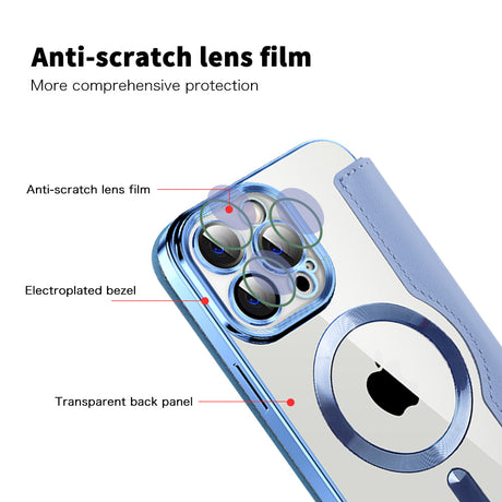 Husa de protectie Techsuit SmartMag Book compatibil cu iPhone 13 Pro, Albastru Deschis