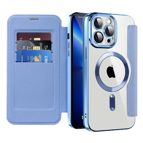 Husa de protectie Techsuit SmartMag Book compatibil cu iPhone 13 Pro, Albastru Deschis