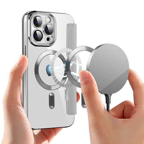 Husa de protectie Techsuit SmartMag Book compatibil cu iPhone 13 Pro, Gri