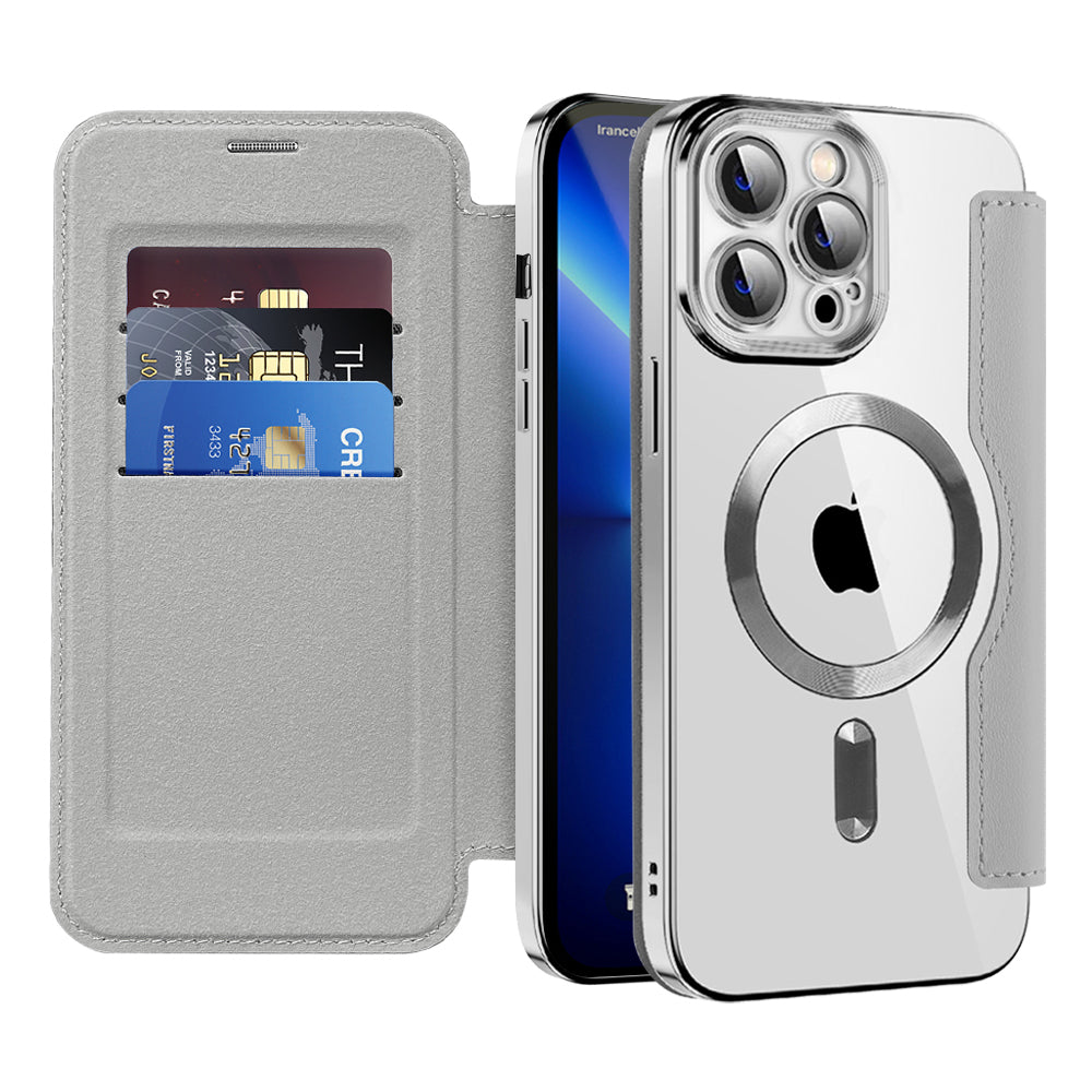 Husa de protectie Techsuit SmartMag Book compatibil cu iPhone 13 Pro, Gri