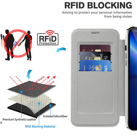 Husa de protectie Techsuit SmartMag Book compatibil cu iPhone 13 Pro, Gri