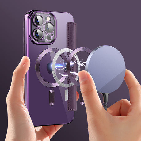 Husa de protectie Techsuit SmartMag Book compatibil cu iPhone 13 Pro, Mov