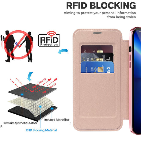 Husa de protectie Techsuit SmartMag Book compatibil cu iPhone 13 Pro Max, Roz