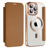 Husa de protectie Techsuit SmartMag Book compatibil cu iPhone 13 Pro Max, Maro