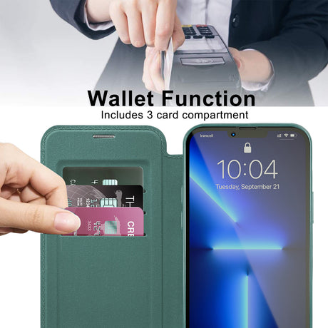 Husa de protectie Techsuit SmartMag Book compatibil cu iPhone 13 Pro Max, Verde