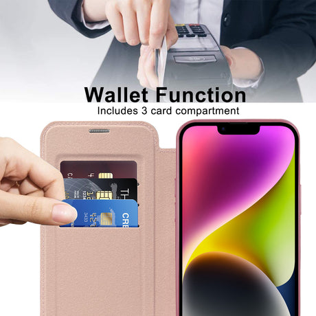 Husa de protectie Techsuit SmartMag Book compatibil cu iPhone 14, Roz