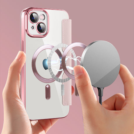 Husa de protectie Techsuit SmartMag Book compatibil cu iPhone 14, Roz