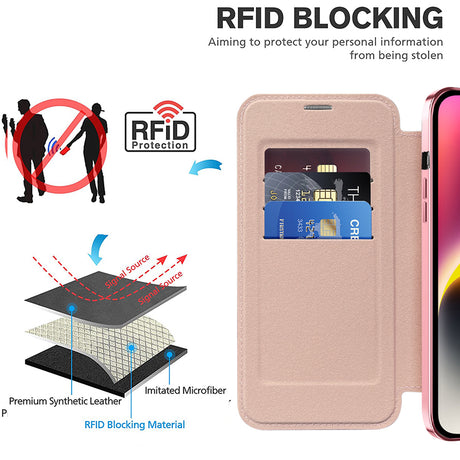 Husa de protectie Techsuit SmartMag Book compatibil cu iPhone 14, Roz