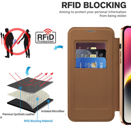 Husa de protectie Techsuit SmartMag Book compatibil cu iPhone 14, Maro