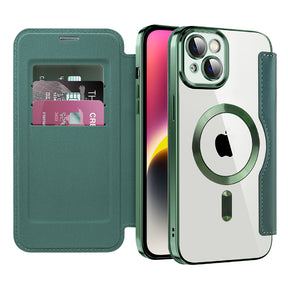 Husa de protectie Techsuit SmartMag Book compatibil cu iPhone 14, Verde