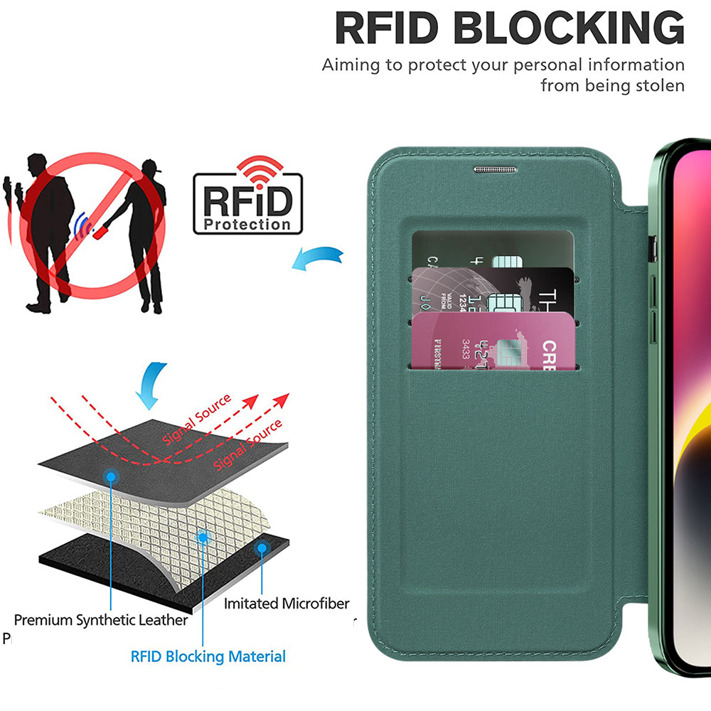 Husa de protectie Techsuit SmartMag Book compatibil cu iPhone 14, Verde