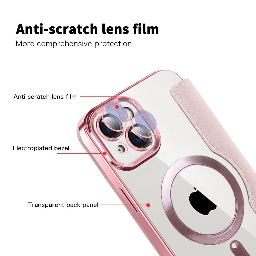 Husa de protectie Techsuit SmartMag Book compatibil cu iPhone 14 Plus, Roz